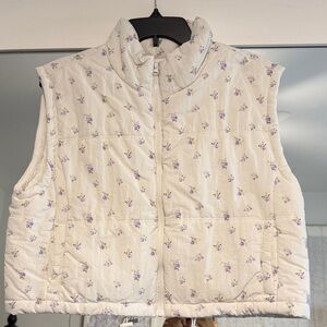 Thread & Supply Cream Floral Puffer Vest
